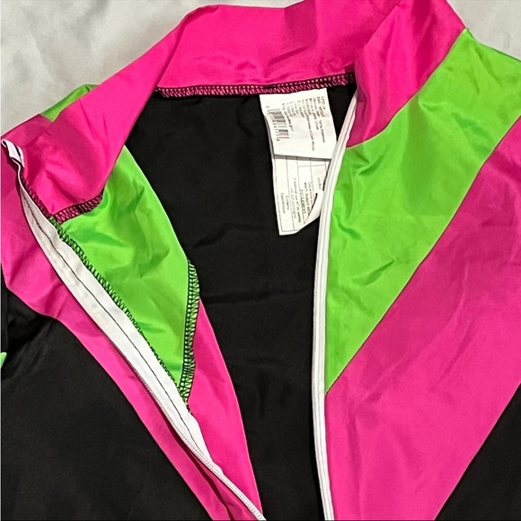 Women’s Sm/Md 2-8 Tracksuit Costume Windbreaker 80’s Neon Jacket Pants Set - Picture 8 of 12